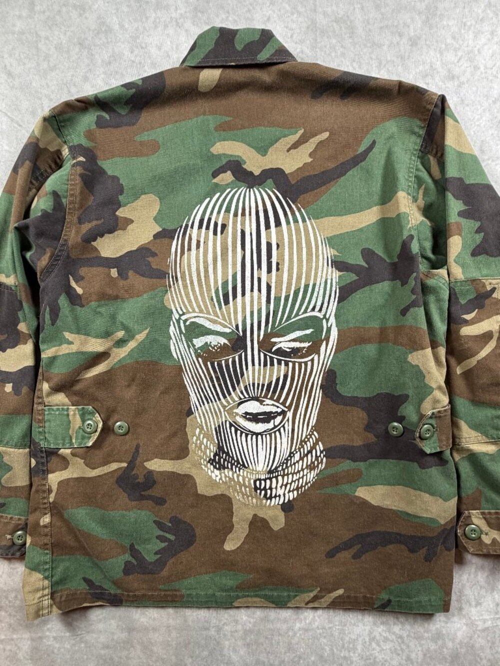 Badwood Los Angeles Camo Military Field Jacket Ski Mask Graphic Small
